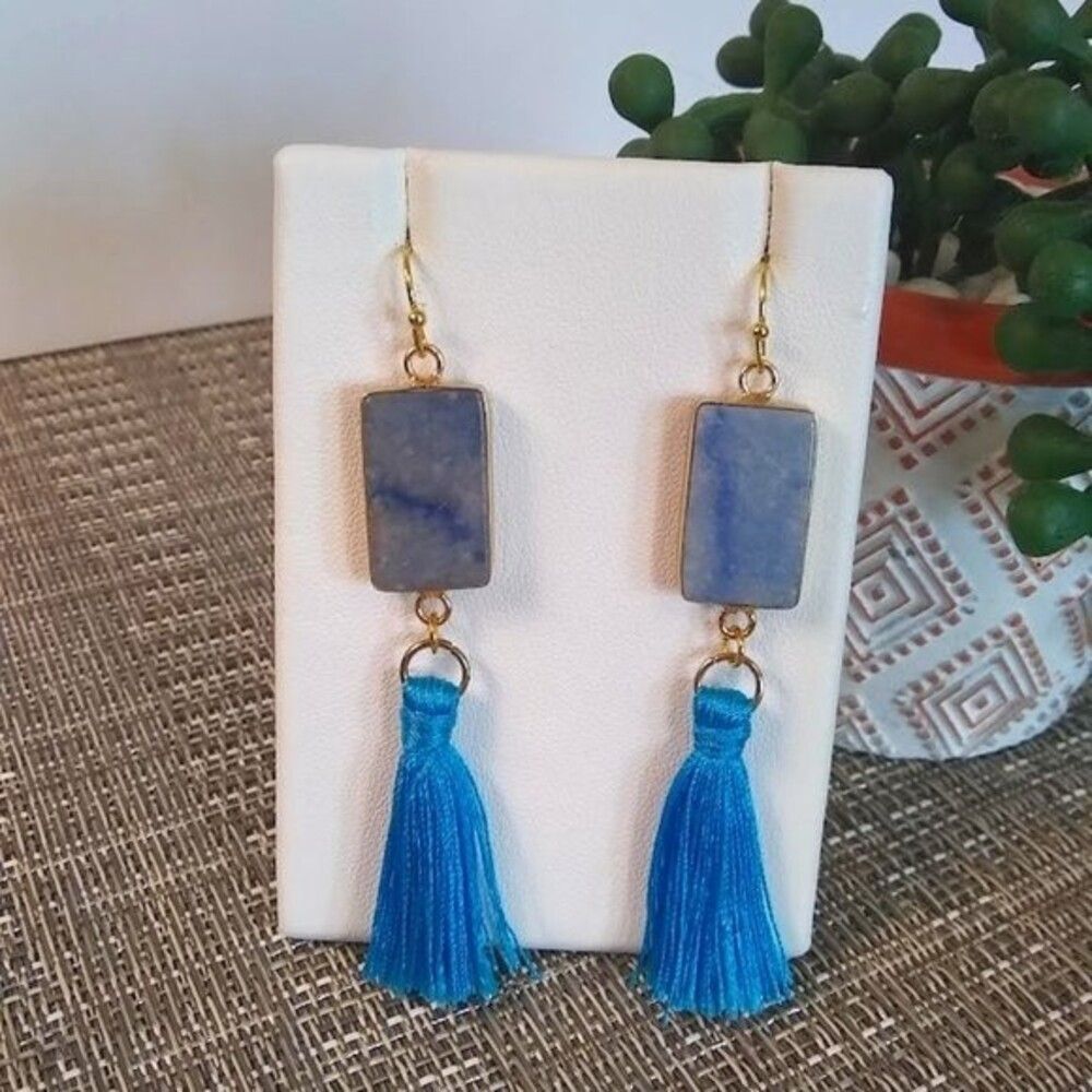 Blue Aventurine Tassel Earrings